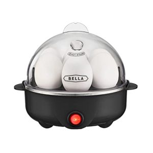 BELLA Rapid Electric Egg Cooker and Poacher with Auto Shut Off for Omelet, Soft, Medium and Hard Boiled Eggs – 7 Egg Capacity Tray, Single Stack, Black