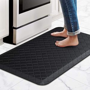 HappyTrends Kitchen Floor Mat Cushioned Anti-Fatigue Kitchen Rug,17.3″x28″,Thick Waterproof Non-Slip Kitchen Mats and Rugs Heavy Duty Ergonomic Comfort Rug for Kitchen,Floor,Office,Sink,Laundry,Black