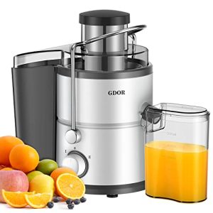 Juicer with 800W Motor, GDOR Juicer Machine with Big Mouth 3” Feed Chute, Dual Speeds Juice Maker for Fruits and Veggies, Anti-Drip Function Centrifugal Juicer, Include Cleaning Brush, BPA-Free, White