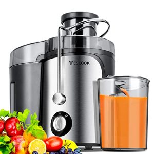 Tescook,Juicer, 600W Juicer Machines 3 Speeds with 3” Feed Chute, Juicer Extractor for Whole Fruits & Vegs, Dishwasher Safe, BPA-Free, Non-Drip Function