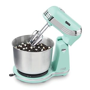 Dash Stand Mixer (Electric Mixer for Everyday Use): 6 Speed Stand Mixer with 3 Quart Stainless Steel Mixing Bowl, Dough Hooks & Mixer Beaters for Dressings, Frosting, Meringues & More – Aqua