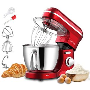 Kitchen Stand Mixer, 6.5-QT 660W Electric Food Mixer, 6 Speeds Kitchen Mixer with Dough Hook, Egg Whisk, Flat Beater, Upgrade Version (Red)