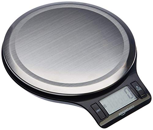 Amazon Basics Stainless Steel Digital Kitchen Scale with LCD Display, Batteries Included, Weighs up to 11 pounds
