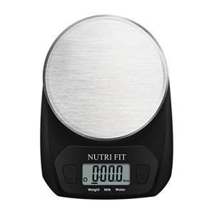 NUTRI FIT Digital Food Scale Small Kitchen Scales Weight in Grams and OZ for Cooking Baking Weight Loss, Stainless Steel Tare & Backlit LCD Display, Black