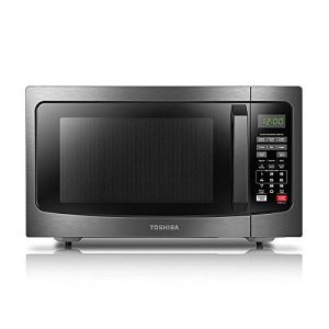 TOSHIBA EM131A5C-BS Countertop Microwave Ovens 1.2 Cu Ft, 12.4″ Removable Turntable Smart Humidity Sensor 12 Auto Menus Mute Function ECO Mode Easy Clean Interior Black Color 1100W
