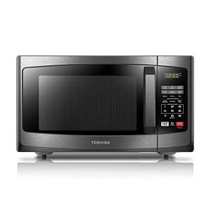 TOSHIBA EM925A5A-BS Countertop Microwave Oven, 0.9 Cu Ft With 10.6 Inch Removable Turntable, 900W, 6 Auto Menus, Mute Function & ECO Mode, Child Lock, LED Lighting, Black Stainless Steel