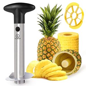Klineus Pineapple Corer and Slicer Tool, Premium Pineapple Cutter and Corer – Upgraded, Reinforced, Sharp, Thicker Blade – Stainless Pineapple Slicer Decorer Peeler and core remover (Black)