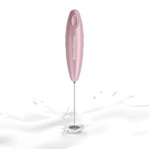 Bonsenkitchen Handheld Milk Frother, Electric Hand Foamer Blender for Drink Mixer, Perfect for Bulletproof coffee, Matcha, Hot Chocolate, Mini Battery Operated Milk Whisk Frother (Pink)