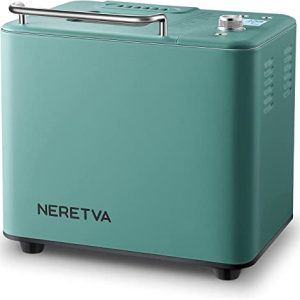 Neretva Bread Maker Machine , 20-in-1 2LB Automatic Breadmaker with Gluten Free Pizza Sourdough Setting, Digital, Programmable, 1 Hour Keep Warm, 2 Loaf Sizes, 3 Crust Colors – Receipe Booked Included (Green)