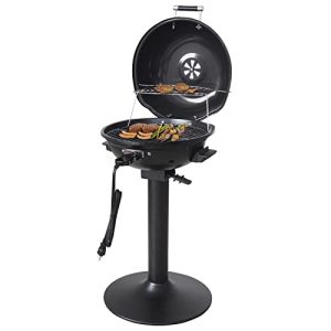 Homewell Electric BBQ Grill for Indoor & Outdoor Grilling with Warming Rack – Portable Patio Grill 1600 Watts (Black)