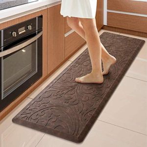 KMAT Kitchen Mat Cushioned Anti-Fatigue Waterproof Non-Slip Standing Mat Ergonomic Comfort Rug for Home,Office,Sink,Laundry,Desk 17.3″ (W) x 60″(L),Brown