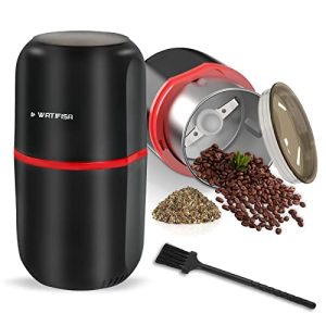 Watifisa Herb Grinder Electric Spice Grinder with Cleaning Brush, Herb Spice Coffee Grinder with Large Capacity – for Herbs, Fine Leaves, Peanuts, Pepper Beans, Mushrooms & Grains (Black)