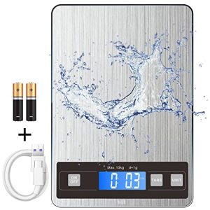hito 22lbs Food Scale Digital Weight Grams and oz, Type-C Charging and Batteries Included, for Weight Loss, Cooking and Baking