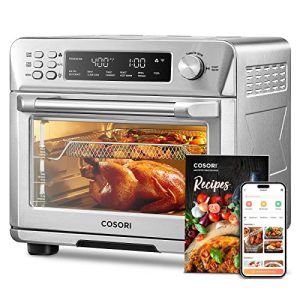 COSORI Toaster Oven Air Fryer Combo, 12-in-1, 26QT Convection Oven Countertop, Stainless Steel with Toast Bake and Broil, Smart, 6 Slice Toast, 12” Pizza, 75 Recipes&Accessories