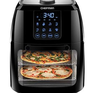 Chefman 6.3-Qt 4-In-1 Digital Air Fryer+, Rotisserie, Dehydrator, Convection Oven, XL Family Size, 8 Touch Screen Presets, BPA-Free, Auto Shutoff, Accessories Included, Black