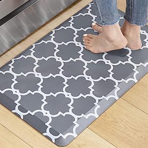 KOKHUB Kitchen Mat,1/2 Inch Thick Cushioned Anti Fatigue Waterproof Kitchen Rug, Comfort Standing Desk Mat, Kitchen Floor Mat Non-Skid & Washable for Home, Office, Sink,17.3″x28″- Grey