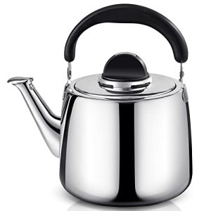 Tea Kettle – 3QT Whistling Tea Pots for Stove Top – Food Grade Stainless Steel Teapot – Classic Stovetop Kettle with Universal Base, Cool Grip Bakelite Handle