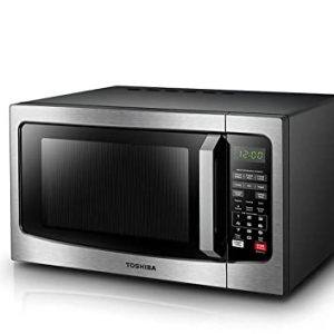 TOSHIBA EM131A5C-SS Countertop Microwave Oven, 1.2 Cu Ft with 12.4″ Turntable, Smart Humidity Sensor with 12 Auto Menus, Mute Function & ECO Mode, Easy Clean Interior, Stainless Steel & 1100W