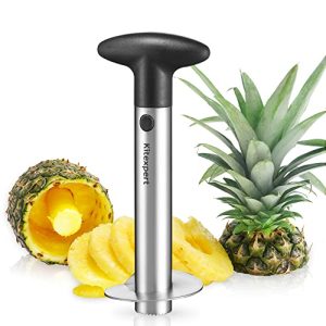 KITEXPERT Upgraded Pineapple Corer and Slicer Tool, Stainless Steel Pineapple Cutter with Detachable Handle, Ergonomic Pineapple Peeler For Easy Fast Core Removal(Black)