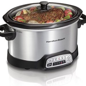 Hamilton Beach Programmable Slow Cooker with Flexible Easy Programming, 5 Cooking Times, Dishwasher-Safe Crock, Lid, 4 Quart, Silver