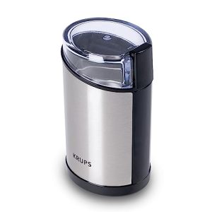 Krups One-Touch Stainless Steel Coffee and Spice Grinder Grinder 12 Cup 200 Watts Coffee, Spices. Dry Herbs, Removable Bowl Silver