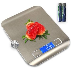 Digital Food Kitchen Scale Baking, Cooking, Keto and Meal Prep, Small, 304 Stainless Steel， High Precise Measuring Scale for Food Ounces and Grams, Blue Surface with Backlit LCD Display