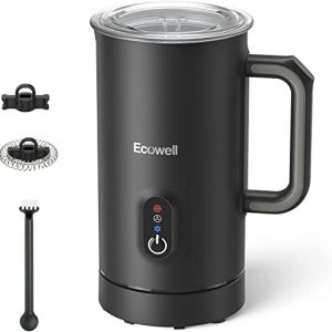ECOWELL Milk Frother, Frother for Coffee 4 In 1, Milk Steamer Warm and Cold Foam Frother, Milk Steamer and Frother for Latte, Macchiato, Cappuccinos Silent Working 8.1oz/240 ml WMMF01 Black