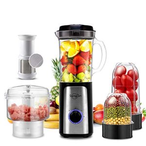 Sangcon 5 in 1 Blender and Food Processor Combo for Kitchen, Small Electric Food Chopper for Meat and Vegetable, 350W High Speed Blenders with 2 Speeds and Pulse for Smoothies and Shakes