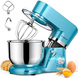 Stand Mixer, POWWA 7.5 QT Electric Mixer, 6+P Speed 660W Household Tilt-Head Kitchen Food Mixers with Whisk, Dough Hook, Mixing Beater & Splash Guard for Baking, Cake, Cookie, Kneading, ETL Certified (Blue–NO Handle)