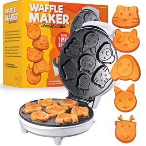 Kids Mini Pancake Maker with 7 Fun Animal Face Shapes – Easy to Use Non-Stick Electric Griddle Waffle Maker by Tettonia