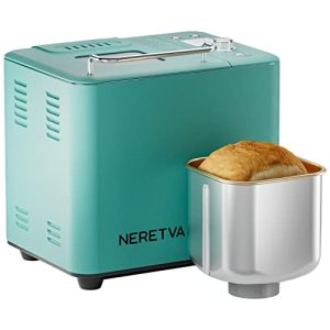 Neretva 20-in-1 2LB Bread Maker Machine with Gluten Free Pizza Sourdough Setting, Digital, Programmable, 1 Hour Keep Warm, 2 Loaf Sizes, 3 Crust Colors – Receipe Booked Included (Green)