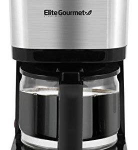 Elite Gourmet EHC9420 Automatic Brew & Drip Coffee Maker with Pause N Serve Reusable Filter, On/Off Switch, Water Level Indicator, Stainless Steel