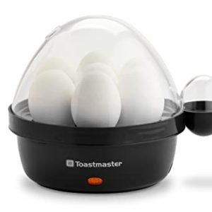 Toastmaster Rapid Electric Egg Cooker with Auto-Off, 7 Egg Capacity for Soft, Medium and Hard Boiled Eggs, Poaching Tray, Black