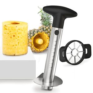 OOKUU Pineapple Corer Cutter, Stainless Steel Fruit Pineapple Peeler Slicer [Upgraded, Reinforced, Thicker Blade], Pineapple Core Remover with Measure Mark, Kitchen Tool for Diced Pineapple Rings