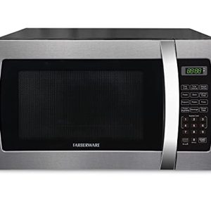 Farberware Countertop Microwave 1000 Watts, 1.3 cu ft – Microwave Oven With LED Lighting and Child Lock – Perfect for Apartments and Dorms – Easy Clean Stainless Steel