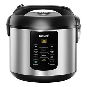 COMFEE’ Rice Cooker, 6-in-1 Stainless Steel Multi Cooker, Slow Cooker, Steamer, Saute, and Warmer, 2 QT, 8 Cups Cooked(4 Cups Uncooked), Brown Rice, Quinoa and Oatmeal, 6 One-Touch Programs