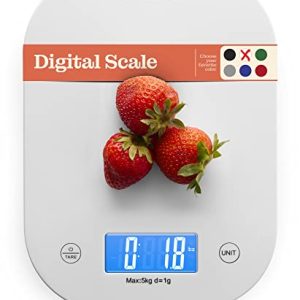 Digital Kitchen Food Scale – LCD Display Weight in Grams, Kilograms, Ounces, Fl Ounces, Milliliters, and Pounds Perfect for Precise Measurements, Baking, Cooking, Meal Prep, Weight Loss,