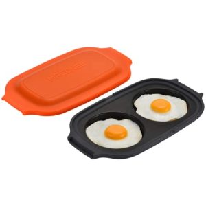 Microwave Egg Fryer for Egg McMuffin | Microwave Egg Cooker & Poacher for Breakfast Sandwiches | Microwave Maker for 2 Eggs Eggwich & Hamburger Patties | Dishwasher-Safe & BPA-free