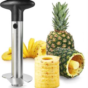 Pineapple Corer and Slicer Tool- Stainless Steel rust-proof Pineapple Cutter and Corer – Black pineapple peeler with Non-Slip Grip Handle -convenient fruit cutter (Black)