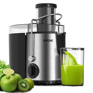 Juicer Machine, SiFENE 500W Centrifugal Juicer Extractor with 3″ Wide Feed Chute for Vegetable and Fruit, Juice Maker with 3-Speed Setting, Easy to Clean, Stainless Steel, BPA Free