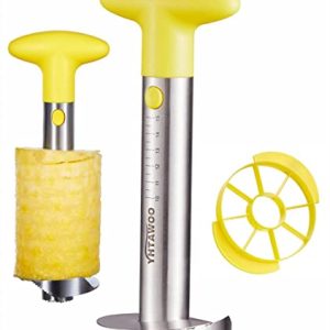 Pineapple Corer and Slicer [Reinforced sharp blades& Heavy duty& Durable] Yhtawoo Pineapple Cutter Corer Peeler, Stainless Steel Decorer Fruit Knife,Easy Core Remover