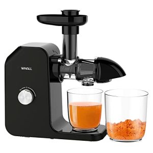 WHALL Slow Juicer, Masticating Juicer, Celery Juicer Machines, Cold Press Juicer Machines Vegetable and Fruit, Juicers with Quiet Motor & Reverse Function, Easy to Clean with Brush,BPA Free, Black