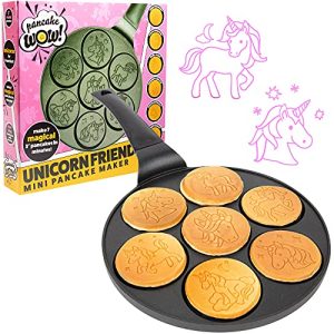 Unicorn Mini Pancake Pan – Make 7 Unique Flapjack Unicorns, Nonstick Pan Cake Maker Griddle for Breakfast Fun & Easy Cleanup, Magical Birthday Treat or Gift for Kids