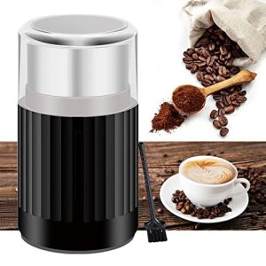 Fungzou Coffee Grinder Electric Spice Grinders for Nuts Herbs Coffee Beans, Portable Mini Grain Mill with Stainless Steel Blade and Small Brush (Black)