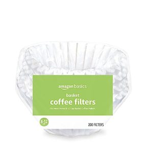 Amazon Basics Basket Coffee Filters for 8-12 Cup Coffee Makers, White, 200 Count