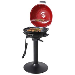 Homewell Electric BBQ Grill for Indoor & Outdoor Grilling with Warming Rack – Portable Patio Grill 1600 Watts (Red)