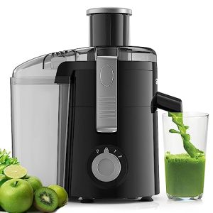 Juicer Machines, SiFENE Compact Big Mouth Centrifugal Juicer Extractor, Juice Maker for Vegetable and Fruit with 3-Speed Setting, BPA Free, Easy to Clean, Black