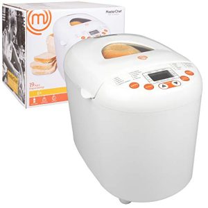 MasterChef Bread Maker- 2-Pound Programmable Machine w 19 Settings & 13-Hour Delay Timer- Automatic 3 Mode Crust, Baker Healthy Fresh Gluten Free, Wholewheat Loaf, FREE Recipe Guide, Spring Summer Gift