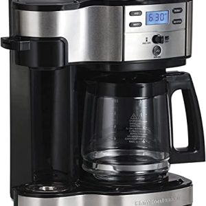 Hamilton Beach 2-Way 12 Cup Programmable Drip Coffee Maker & Single Serve Machine, Glass Carafe, Auto Pause and Pour, Black (49980A)