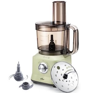 Bear Food Processors, 800W Multifunctional Vegetable Chopper & Meat Grinder for Slicing, Shredding, Puree and Dough, Professional Blenders for Kitchen, with 7 Cup Easy-clean Bowl, Reversible Disc, Chopping Blade and Dough Blade